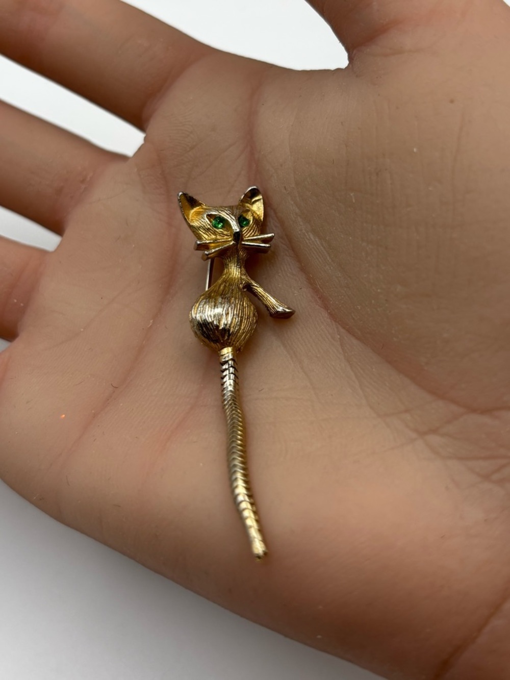 Vintage Cat Brooch with Flexible Snake Tail - Picture 4 of 14